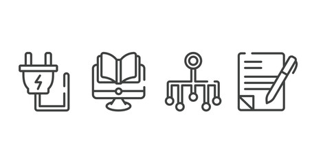Poster - general outline icons set. thin line icons sheet included electric plug, distance learning, classification, copywriting vector.