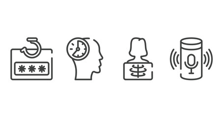 Poster - general outline icons set. thin line icons sheet included password phishing, patience, x-ray, smart assistant vector.