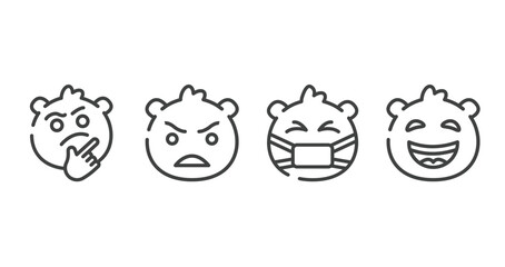 Poster - emoji outline icons set. thin line icons sheet included curious emoji, angry emoji, sick laughing vector.