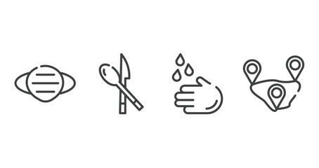 Aufkleber - outline icons set. thin line icons sheet included mask, cutlery, washing hand, distance vector.