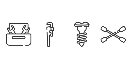 Poster - car repair outline icons set. thin line icons sheet included nuts and bolts, stillson wrench, screw, lug wrench vector.