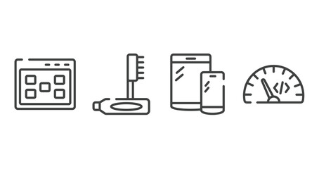 Poster - programming line craft outline icons set. thin line icons sheet included ux de, teeth cleaning, responsive devices, code rate vector.