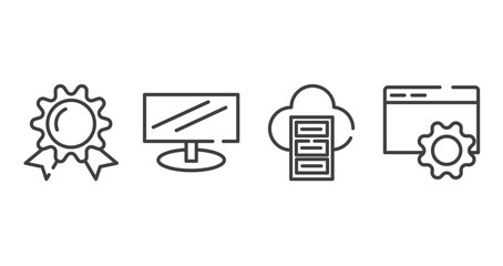 Poster - cloud computing outline icons set. thin line icons sheet included wax seal with ribbon, widescreen monitor, server cloud, internet configuration tings vector.
