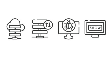 Poster - television outline icons set. thin line icons sheet included cloud server, server traffic, cracker, tv show vector.