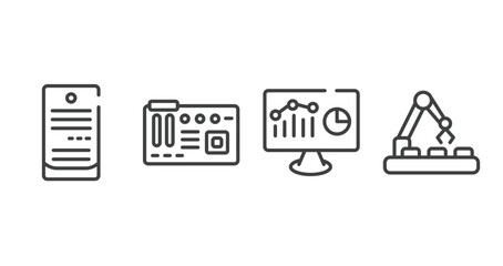 Poster - ai for earth outline icons set. thin line icons sheet included computer server, motherboard, web analytics, conveyor belt vector.