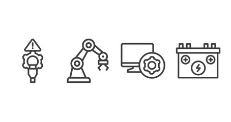 Poster - it & components outline icons set. thin line icons sheet included connectivity, mechanical arm, computer tings, power source vector.
