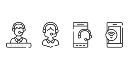 Poster - ways to contact us outline icons set. thin line icons sheet included technical support with star, op