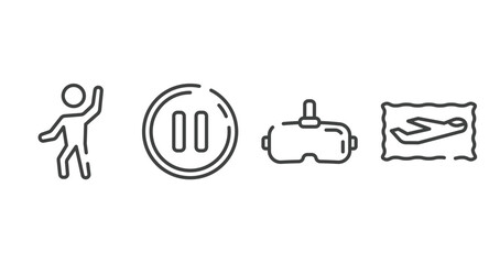Poster - postal elements outline icons set. thin line icons sheet included enjoy, pause button, virtual reality glasses, air service vector.
