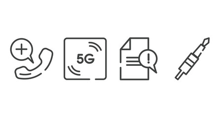 Poster - television outline icons set. thin line icons sheet included emergency call, 5g, complaint, jack cable vector.
