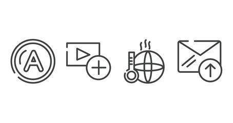 Poster - post office outline icons set. thin line icons sheet included letter a, add video, warming, outgoing vector.