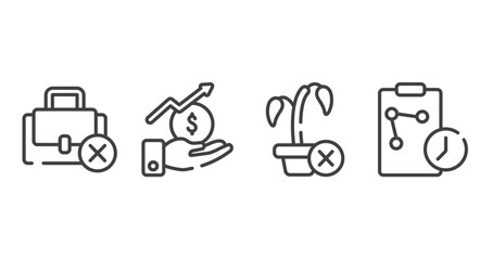 Poster - investing outline icons set. thin line icons sheet included unemployed, stock market, null, real time strategy vector.