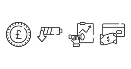 Poster - digital payment outline icons set. thin line icons sheet included pound sterling, low energy, foreca