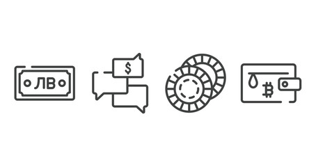 Poster - startups outline icons set. thin line icons sheet included security payment, charismatic, problem solving, inauguration vector.