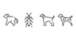 dog breeds heads outline icons set. thin line icons sheet included scold the dog, null, afghan hound, german shorthaired pointer vector.