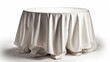 A round table covered with a table cloth on isolated white background. Generated AI