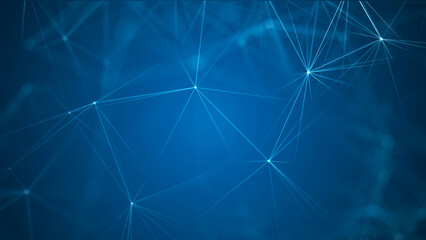 Poster - Abstract illustration with connected dots and lines. Digital network background. The concept of science, technology. 3D