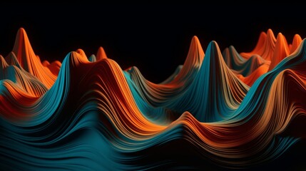 Wall Mural - abstract 3d neon blue orange waves. generative ai