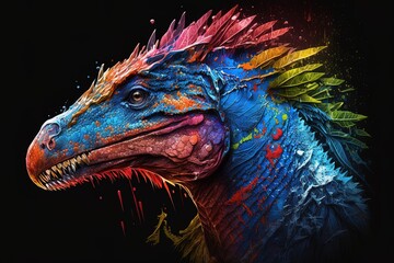 Wall Mural - boldly breaking through boundaries, behold the captivating hues from a brilliantly colored jurassic 