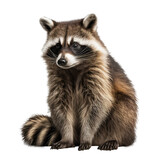 Fototapeta Zwierzęta - brown raccoon isolarted on white