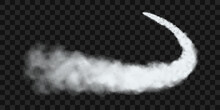 Traces Of White Smoke From An Airplane, Rocket Or Spacecraft Launch. Realistic 3d Vector Illustration Isolated On Transparent Background.
