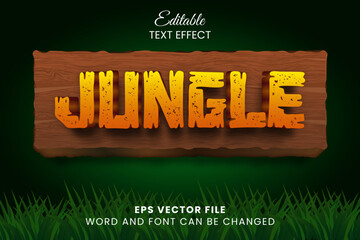 Poster - Jungle vector text effect with wooden board