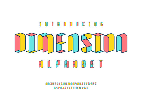 Vector of abstract alphabet design with uppercase, numbers and symbols