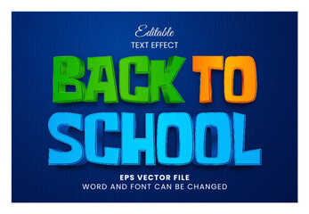 Poster - Back to school 3d editable vector text effect