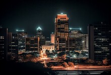 Sandton City Illuminated At Night In Gauteng Johannesburg South Africa. Generative AI