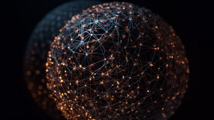 Aufkleber - Big data futuristic background with a sphere made up of dots and lines, created with Generative AI technology