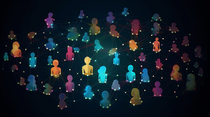 Aufkleber - Network background created with Generative AI technology