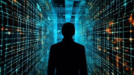 Aufkleber - Computer technology background. Programmer coding, created with Generative AI technology