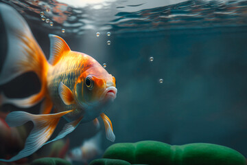 Goldfish swimming in an artificial intelligence aquarium