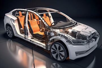 Wall Mural - inside electric car.3d render and illustration