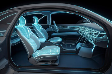 Wall Mural - inside electric car.3d render and illustration