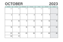 2023 November Illustration Vector Desk Calendar Or Planner Weeks Start On Monday In Light Green And Gray Theme