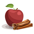 image of an apple with cinnamon. Cartoon style. EPS 10