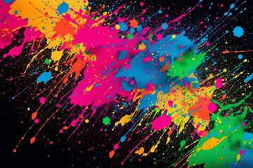paint spatter, black background, pattern. generative ai