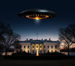 Flying saucer landing at the White House by generative AI