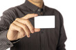 © jroballo - Close up of a man holding a blank card.