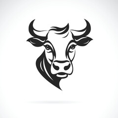 Wall Mural - Vector of a cow head design on black background. Farm Animals.