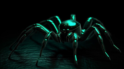 glowing spider in the dark. suitable for horror Generated AI