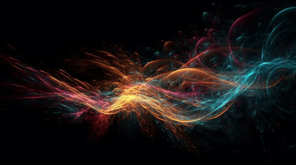 technology abstract of moving particules with energy trails generated ai