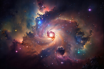 Wall Mural - Spiral Galaxy. Space with stars generative AI background