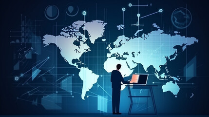 Wall Mural - businessman graph analysing stock market on investment financial planning management strategy, gener