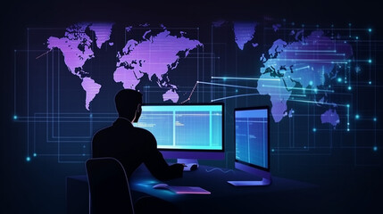 Wall Mural - businessman graph analysing stock market on investment financial planning management strategy, gener