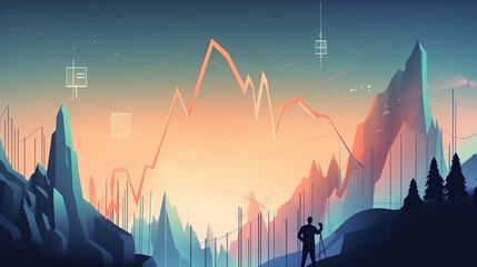 Wall Mural - businessman graph analysing stock market on investment financial planning management strategy, gener