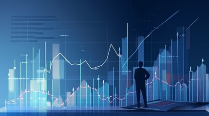 Wall Mural - businessman graph analysing stock market on investment financial planning management strategy, gener