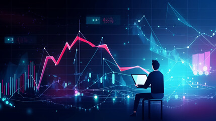 Wall Mural - businessman graph analysing stock market on investment financial planning management strategy, gener
