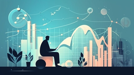 Wall Mural - businessman graph analysing stock market on investment financial planning management strategy, gener