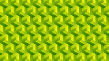 Pattern Of 3d Optical Illusion Shape. Pattern Of Illusion Blocks. Vector Illustration Of 3d Green Block. Geometric Illusive For Design Graphic, Background, Wallpaper, Layout Or Art